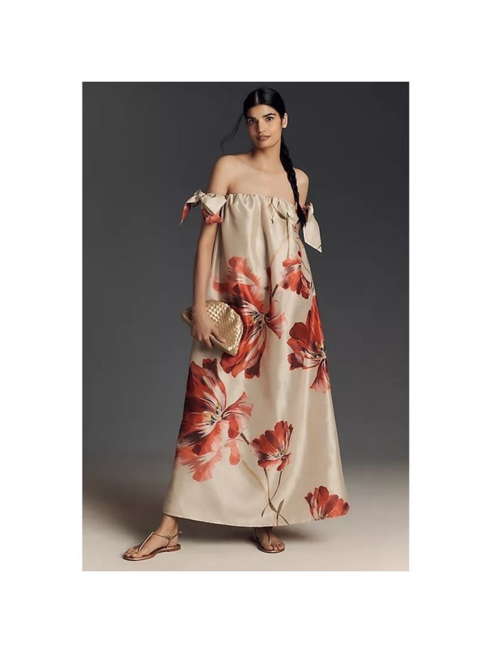 NWT Hutch Anthropologie Iris Off-The-Shoulder Maxi Dress Sz L
